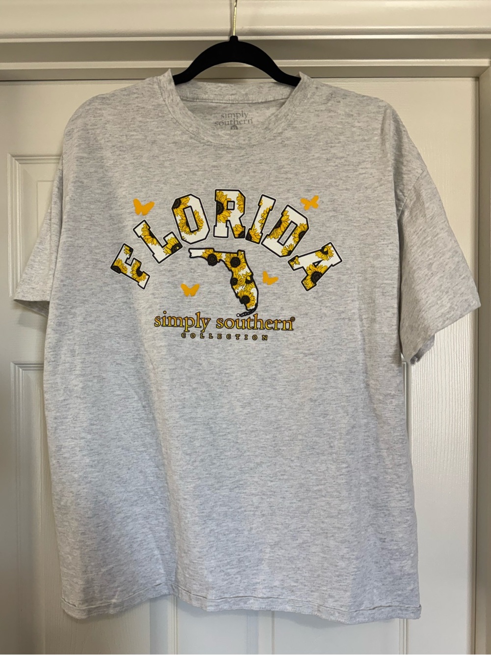 Simply Southern Florida Sunflower Graphic T-Shirt Gray XL